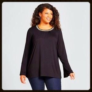 Flowy Bell Sleeve Embellished Tunic 1X NWOT